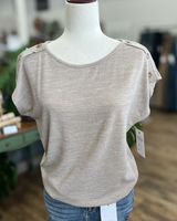 Beige Button Sleeve Top