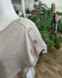 Beige Button Sleeve Top