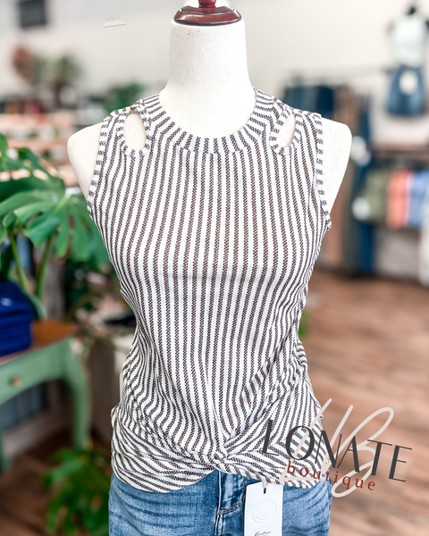 Striped Twist Front Tank