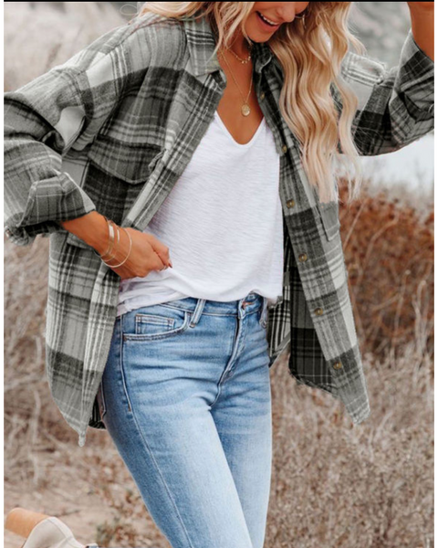 Stormy Grey Plaid Shacket