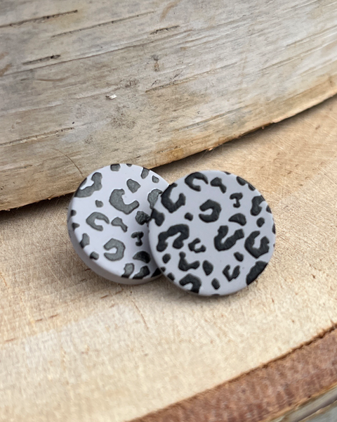 Grey Leopard Earrings