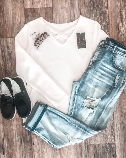 Criss Cross Ribbed Knit Top